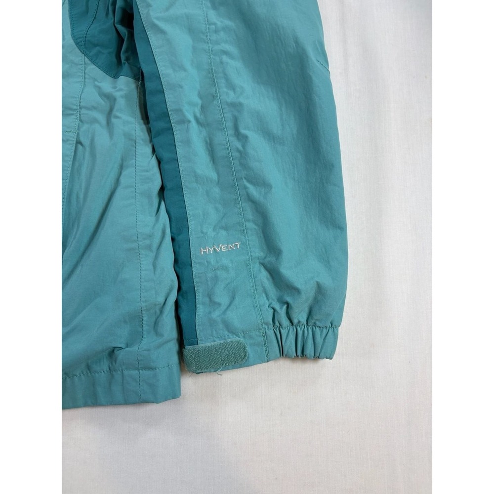 The North Face Girls L HyVent Rain Jacket Teal Turquoise Hooded Full Zip Shell - Picture 2 of 11